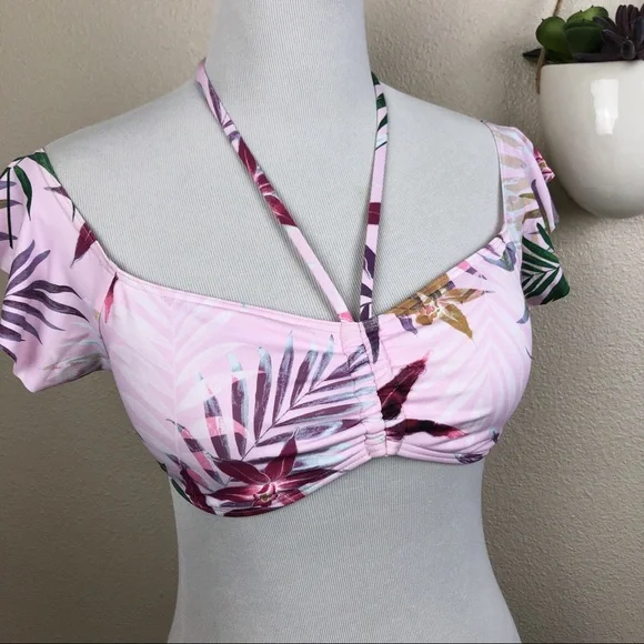 ✖️SOLD✖️•BAR III• NWOT Palm Reader Ruffle Sleeve Bikini Top - Picture 3 of 11